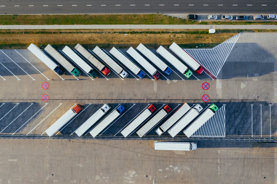 A container yard seen from above